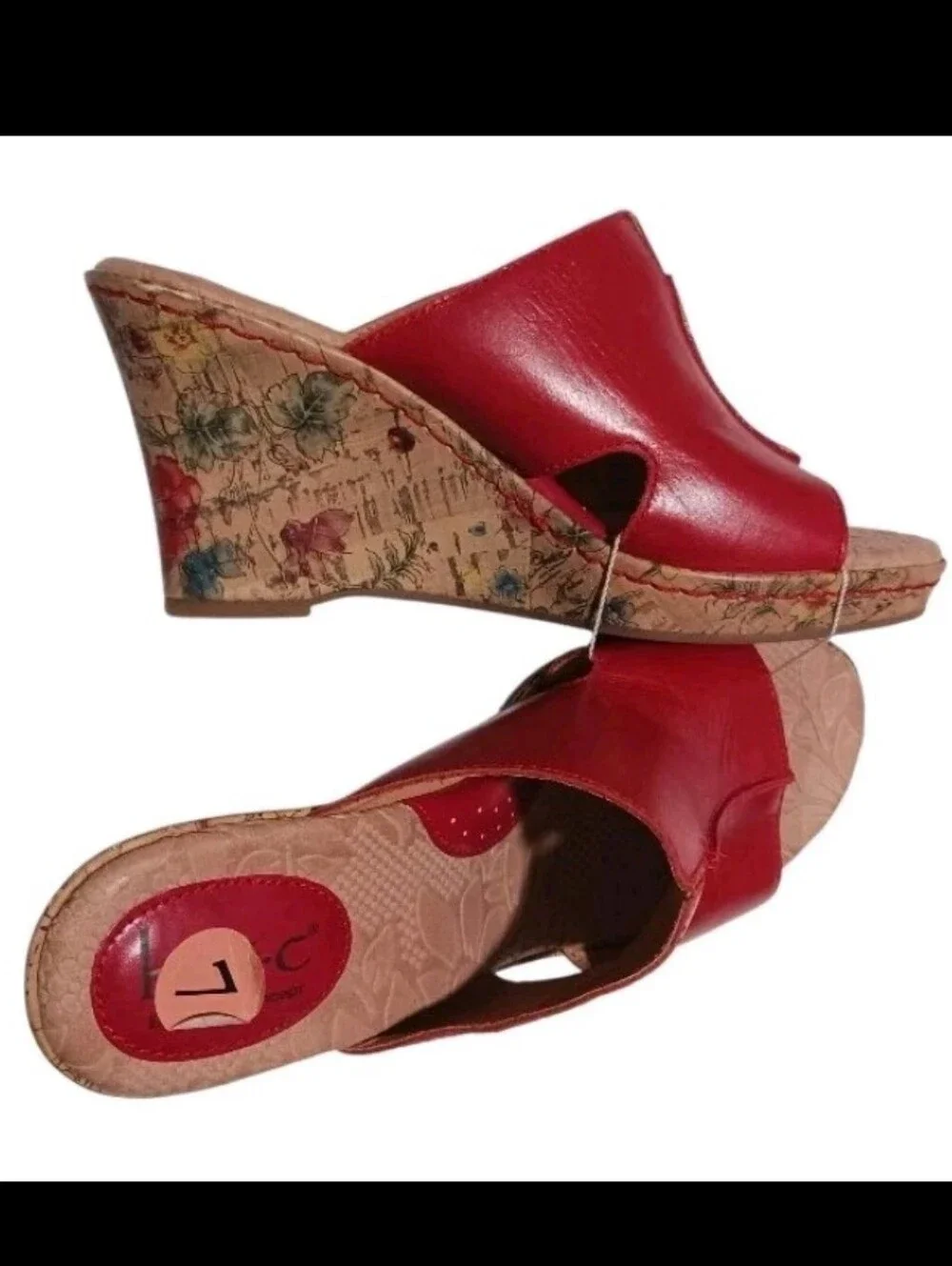 BOC Born Concept Cork Wedge Sandal Floral Lady Bug